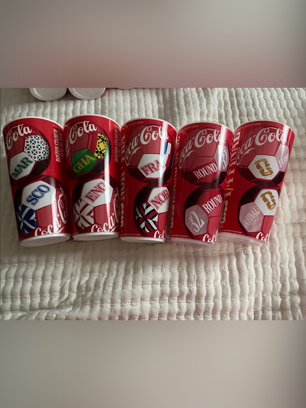 ⚽️ FIFA World Cup Boston Coca-Cola Red / White Tournament Collector Cup Set ⚽️